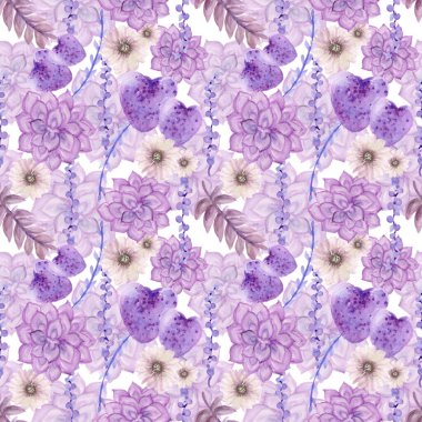 El boyası suluboya kaktüs ve sulu bitkiler beyaz arka planda dikişsiz botanik pastel desen