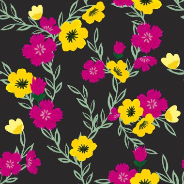 Suluboya illüstrasyon Botanik yapraklar soyut gerbera Yıldız patlaması kozmos çiçek desenleri elde boyanmış