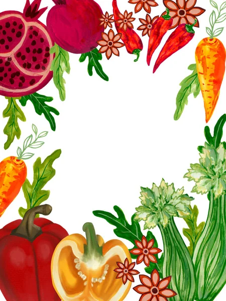 Acuarela Pintado Colección Verduras Fruta Hierba Especias Dibujado Mano Alimentos —  Fotos de Stock