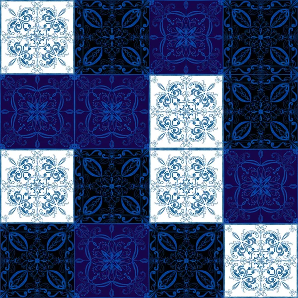 Akdeniz mavisi fayans desenleri sulu boya resimlerinde dikişsiz antika el boyası.