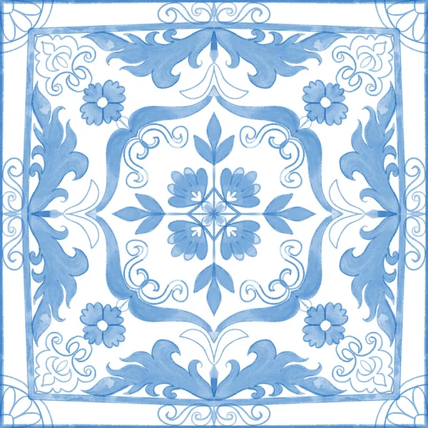 Azulejo Tile Patrile Португальська Італійська Традиційна Мозаїка Середземноморська Елегантність Синій — стокове фото