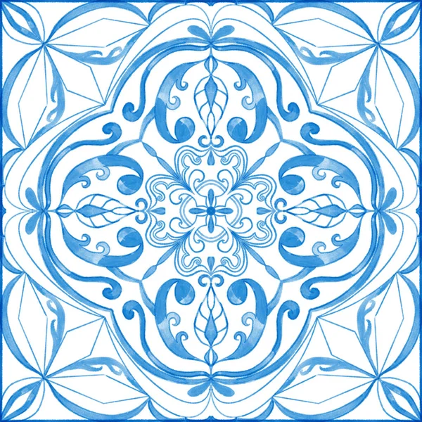 Azulejo Tile Patrile Португальська Італійська Традиційна Мозаїка Середземноморська Елегантність Синій — стокове фото