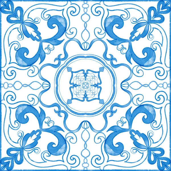 Azulejo Patrón Azulejos Portugués Español Italiano Tradicional Mosaico Elegancia Mediterránea — Foto de Stock