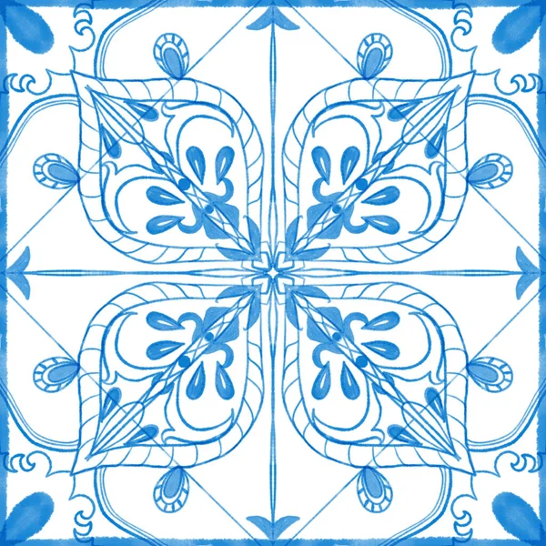 Azulejo Patrón Azulejos Portugués Español Italiano Tradicional Mosaico Elegancia Mediterránea —  Fotos de Stock