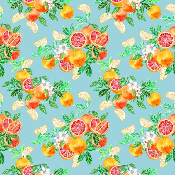 Web sayfaları, düğün davetiyeleri, tebrik kartları, kartpostallar, tekstil tasarımı, paket tasarımı, desenler, baskılar için suluboya el boyası Greyfurt ve çiçek yaprağı arka planı