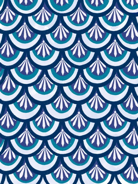Blau Lila Grün Weiß Halbkreis Blütenmuster Abstrakt Textur Dekoration Digital — Stockfoto
