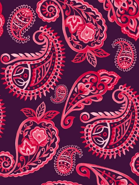 Набір Пейслі Східного Контуру Мандала Народна Хна Татуювання Рожева Текстильна — стокове фото
