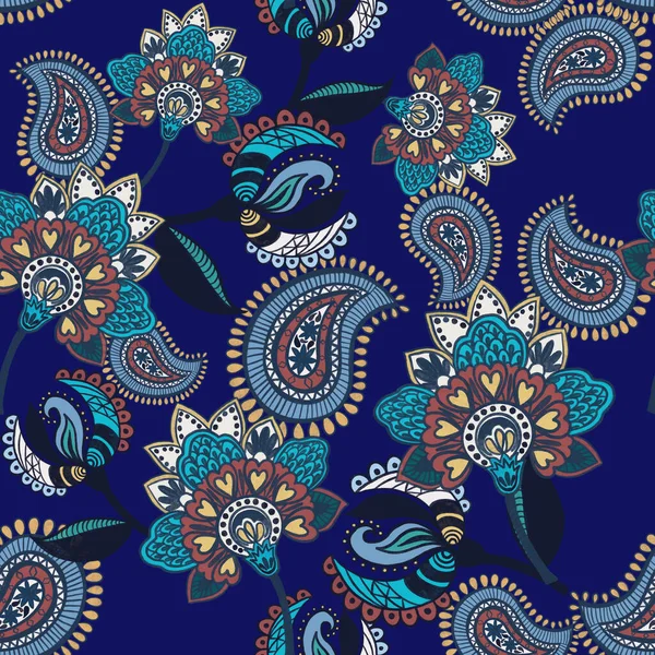 Patrón Sin Costuras Flor Abstracta Hoja Hermosa Mandala Bandana Paisley — Foto de Stock