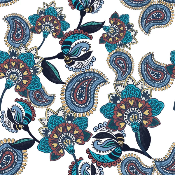 Patrón Sin Costuras Flor Abstracta Hoja Hermosa Mandala Bandana Paisley — Foto de Stock