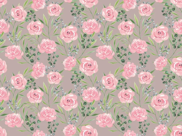 Красивые Ботанические Цветущие Цветы Пионы Розы Листья Листвы Бесшовные Дизайн — стоковое фото