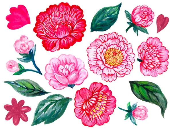 Csokor Koszorú Keret Elem Virág Virágos Motívum Rózsaszín Színű Ázsiai — Stock Fotó