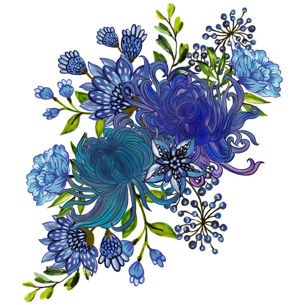 Abstrato Mão Desenhar Buquê Flores Oriental Crisântemo Ameixa Pêssego Flor — Fotografia de Stock