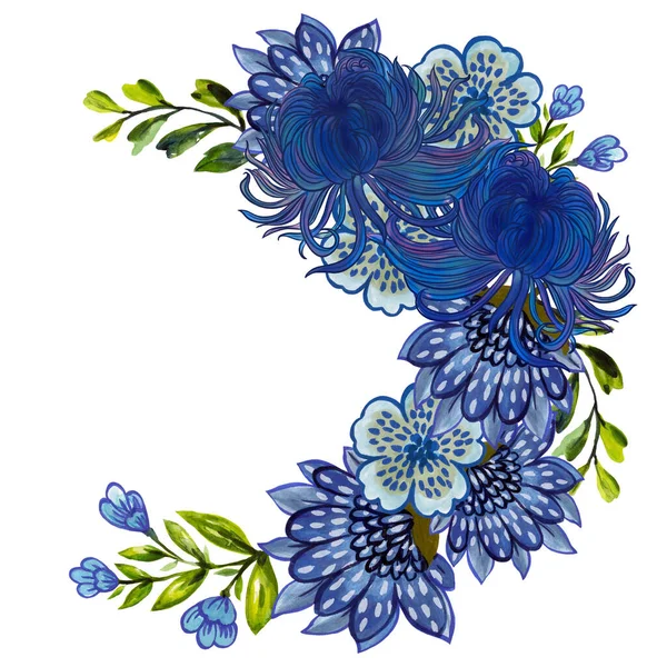 Abstrato Mão Desenhar Buquê Flores Oriental Crisântemo Ameixa Pêssego Flor — Fotografia de Stock