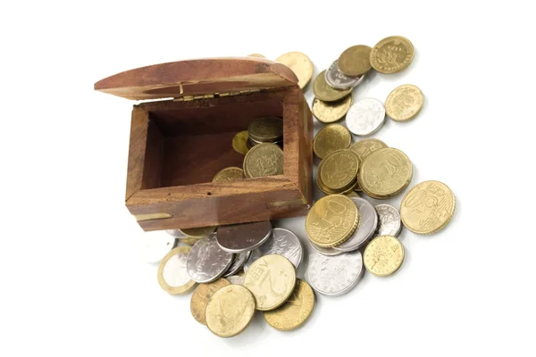 Coins and caskets — Stock Photo, Image