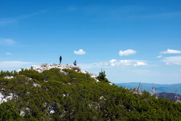 Two mountaineers on the top of the hill — Stock Photo, Image