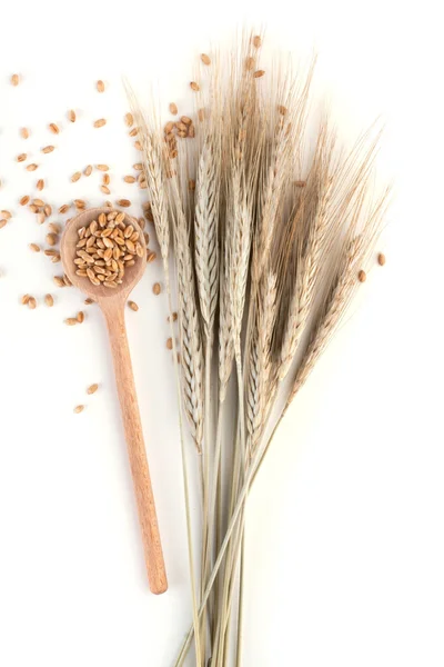 Tahta kaşık buğday — Stok fotoğraf
