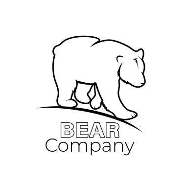 Şirket logosu için büyük boz ayının çizgi çizimi. İş dünyası simgesi konsepti. Devamlı çizim tasarımı illüstrasyonu.