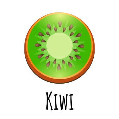 Kivi meyve dilim closeup simgesi beyaz arka plan üzerinde Sanat logo tasarımı izole.