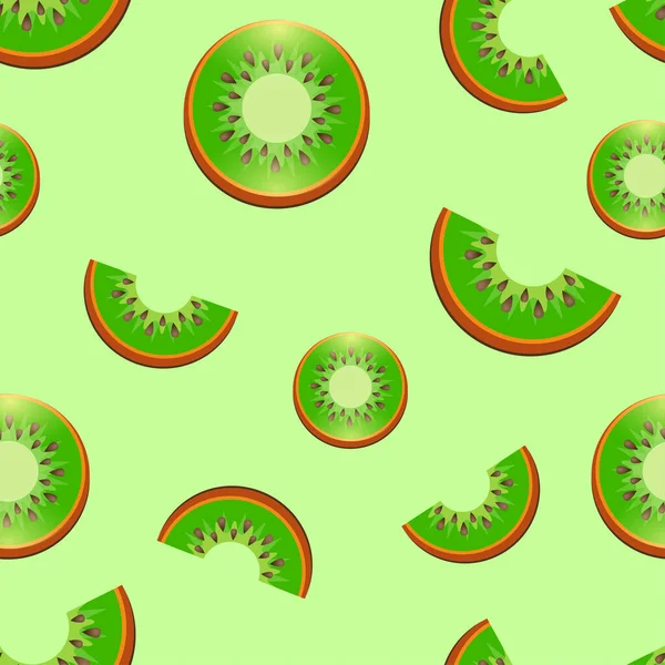 Vector Seamless Pattern Fresh Green Kiwi Fruit Great Design Healthy — Vector de stock