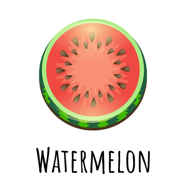 夏季西瓜矢量图形图标为网页 标志等设计 多汁的红色西瓜与黑色种子 — 图库矢量图片