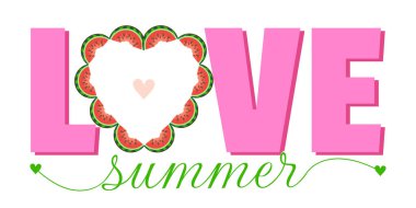 Tatlı karpuz ve modaya uygun yazı. Yaz titreşimleri. Şık tipografi sloganı tasarımı 