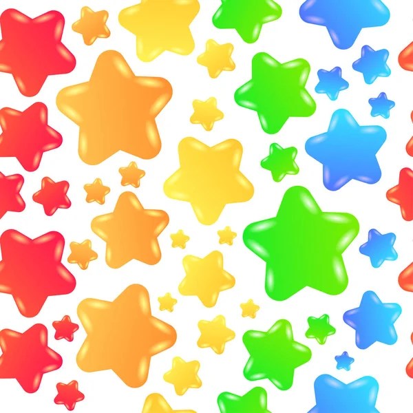 Seamless Pattern Funny Cartoon Jelly Stars Vector Childish Texture — Stock Vector