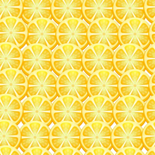 Желтый Бесшовный Рисунок Ломтиками Лимонных Фруктов — стоковый вектор