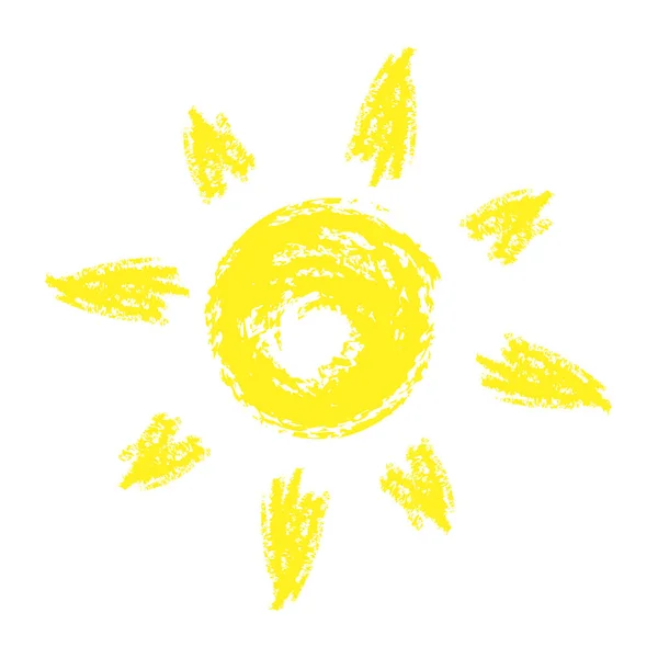 Vector Illustration Sun Hand Drawn Sun Sketch Chalk Crayon Logo — ストックベクタ