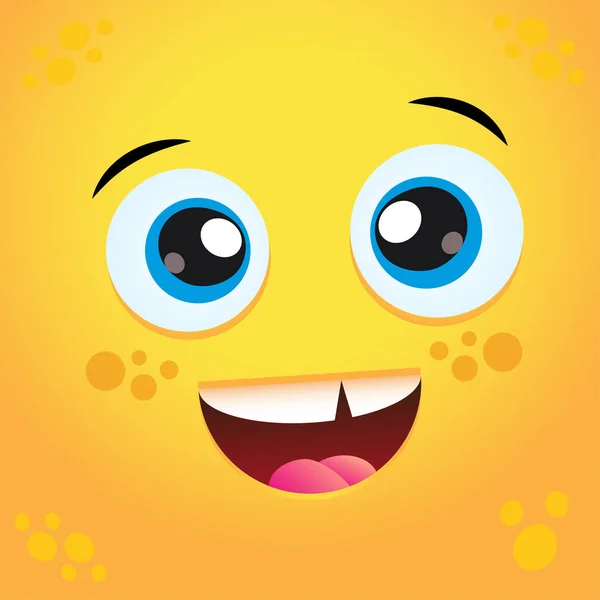 Yellow smiling face, yellow square toy icon, Simple emotion happy face icon. Yellow cute monster.