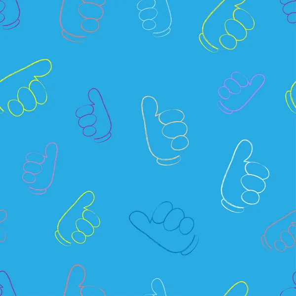 Seamless Background Colored Thumbs Blue Background — Vettoriale Stock