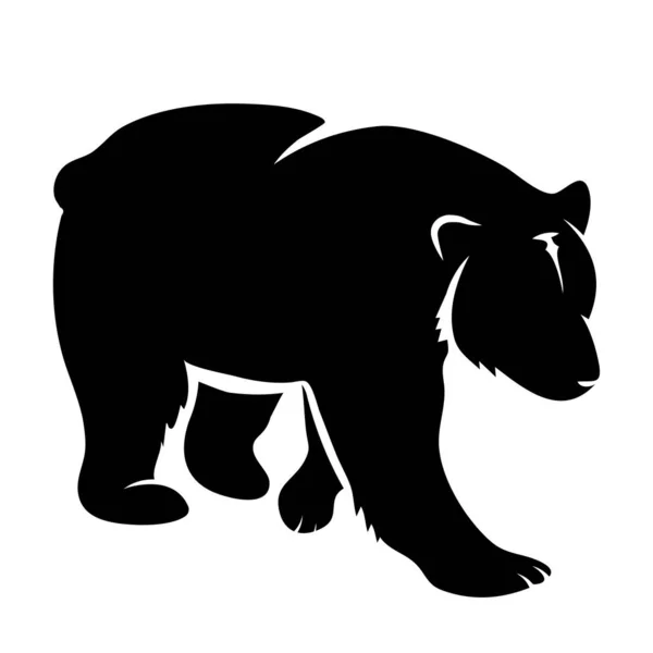 Vector Bear Silhouette Bear Vector Icon Grizzly Black Silhouette Symbol — Archivo Imágenes Vectoriales