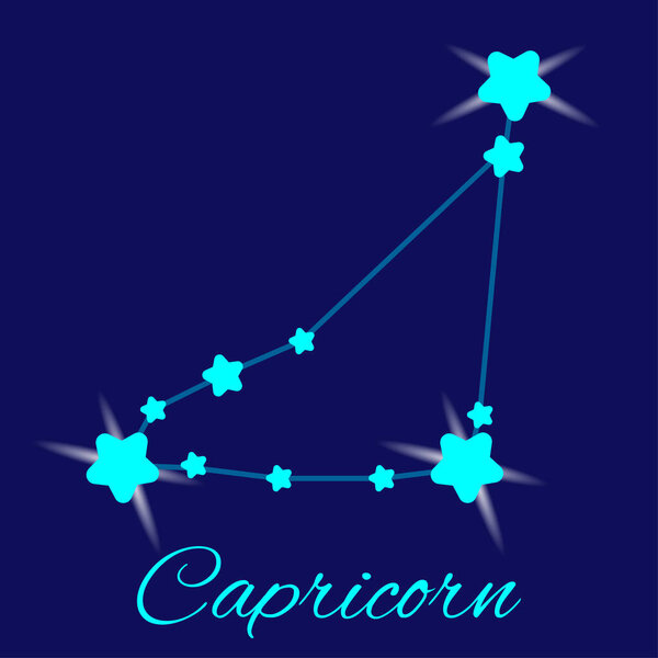 Zodiac Capricorn background at night with beautiful blue star. Perfect for copybook brochures, school books, Notebook paper, book, magazine template.