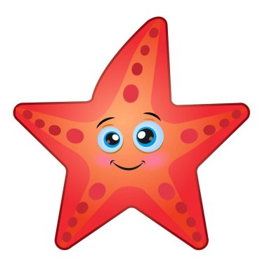Cartoon cute starfish. Vector funny sea animal. Cute little smiling seastar character