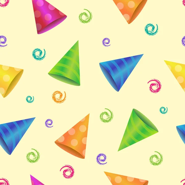 Seamless Pattern Party Hats Funny Birthday Background Concept Birthday Hats — 图库矢量图片