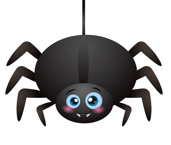 Niedliche Spinne Hängt Spinnweben Halloween Zeichen Vektor — Stockvektor