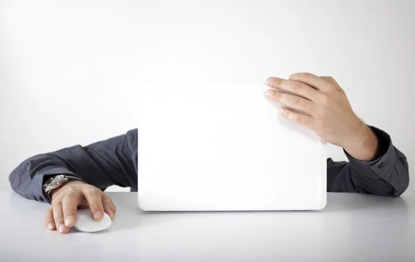 Busy businessman with computer — Stock Photo, Image