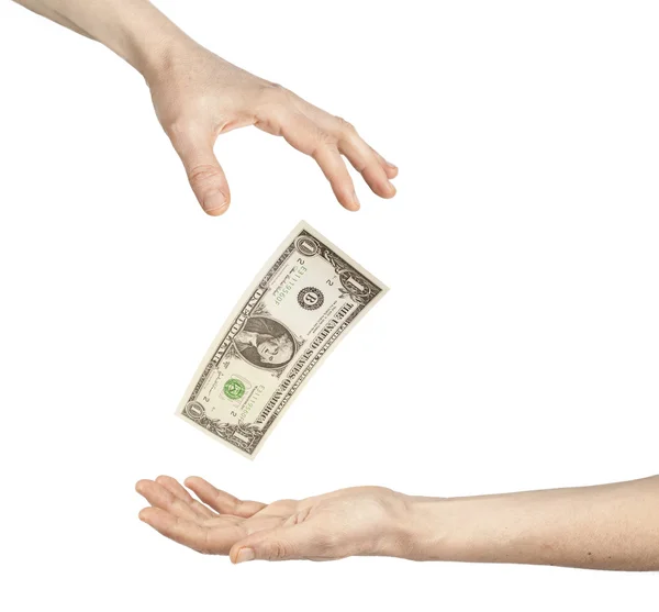 Change hands of money — Stock Photo, Image