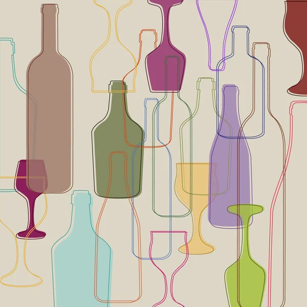 Botellas y copas de vino — Archivo Imágenes Vectoriales