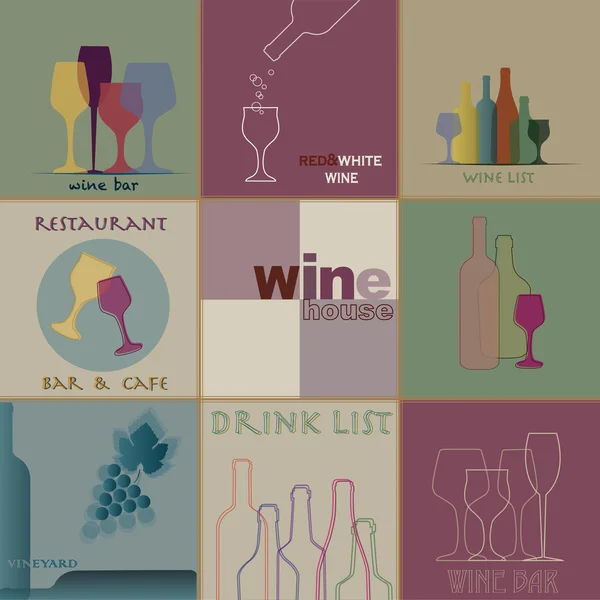Colagem de vinho — Vetor de Stock