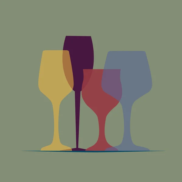 カラフルなワイングラス — ストックベクタ