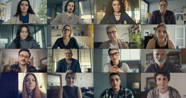 İnsanlar bilgisayarda konuşur ve çalışır.