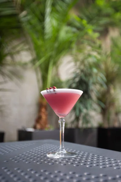 Cocktail Pink Clover Club Vetro Martini Con Strato Schiuma Fiore — Foto Stock