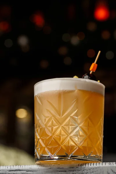 Cocktail Aigre Pisco Whisky Avec Citron Vert Blanc Oeuf Sirop — Photo