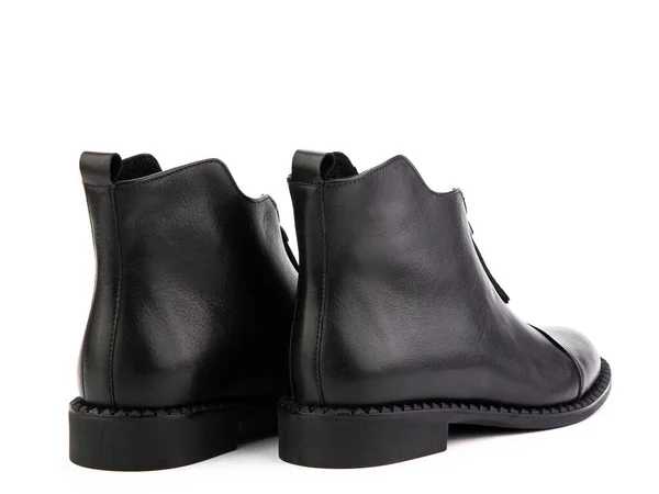 Bottes Jodhpur Automne Cuir Noir Pour Femmes Isolées Sur Fond — Photo