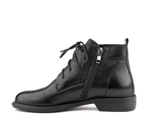 Bottes Jodhpur Cuir Noir Automne Pour Femmes Avec Lacets Talons — Photo