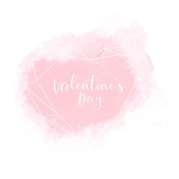 Bannière de peinture Saint-Valentin avec cœur géométrique — Image vectorielle