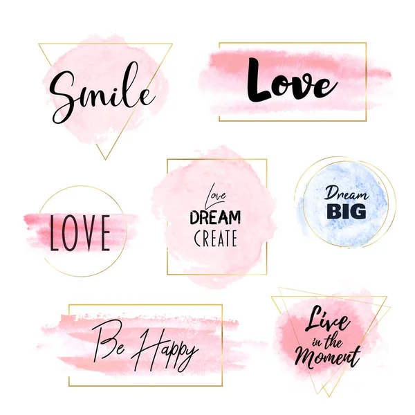 Vector brush stroke frames. Love watercolor banner — Stock Vector