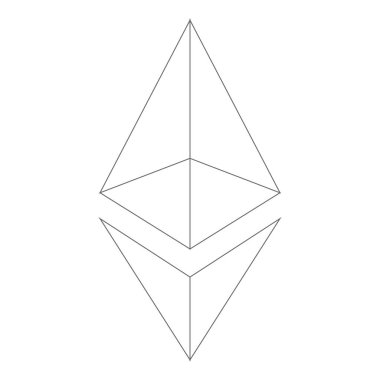 Ethereum sembolü beyaz arkaplanda izole edildi.