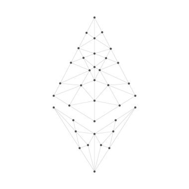 Ethereum sembolü beyaz arkaplanda izole edildi.