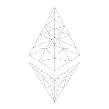Ethereum sembolü beyaz arkaplanda izole edildi.